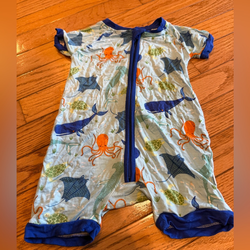 Little Sleepies Blue and Orange Sea Creature Romper